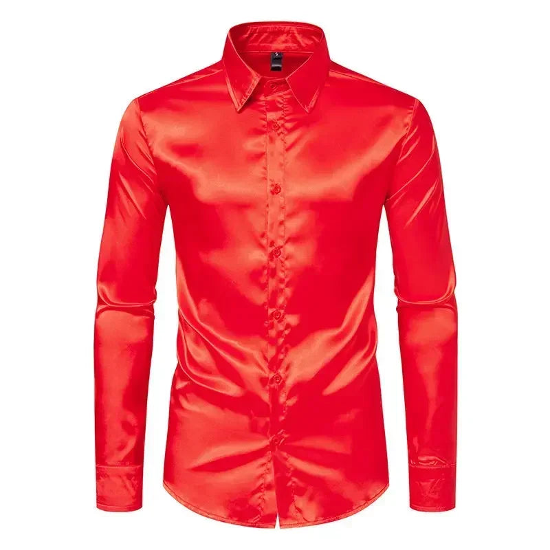 Raven | Shiny Silk Long-Sleeve Shirt