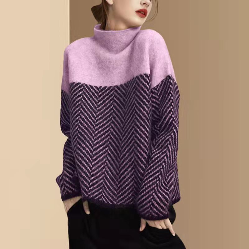 Mary | Color‑Block Turtleneck Sweater