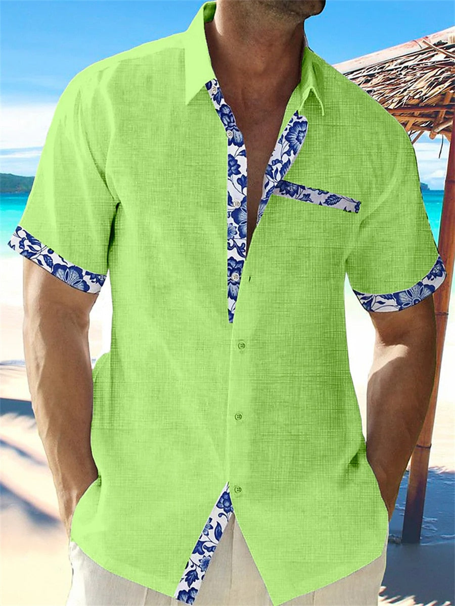 Dorian | Elegant Linen with Floral Details Shirt