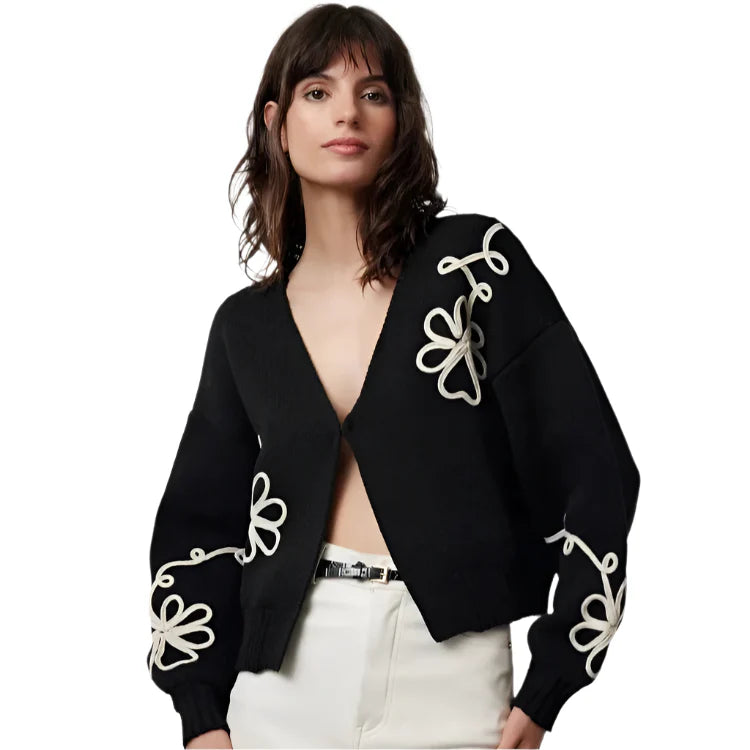 Flomboi | Elegant Floral Lines Cardigan