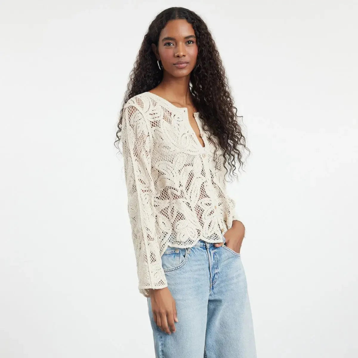 Selina | Cotton Floral Knitted Cardigan