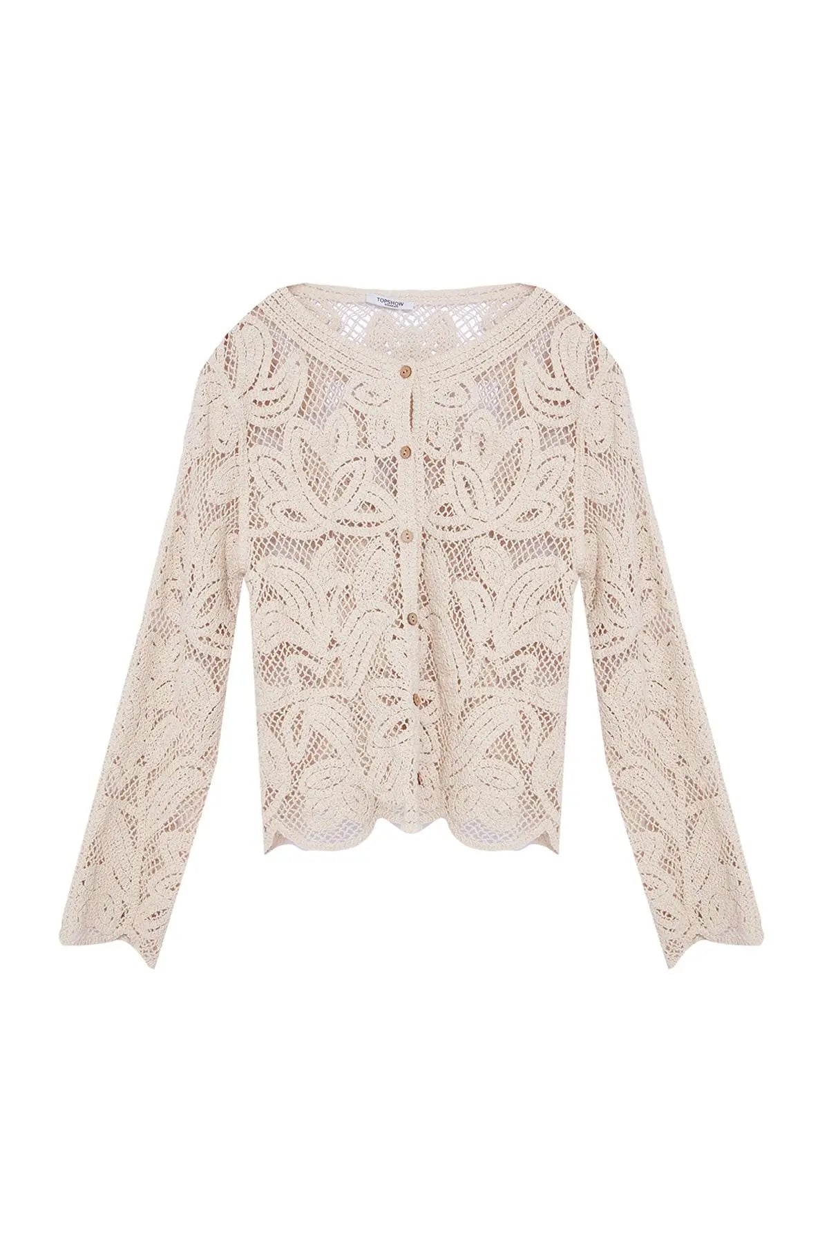 Selina | Cotton Floral Knitted Cardigan