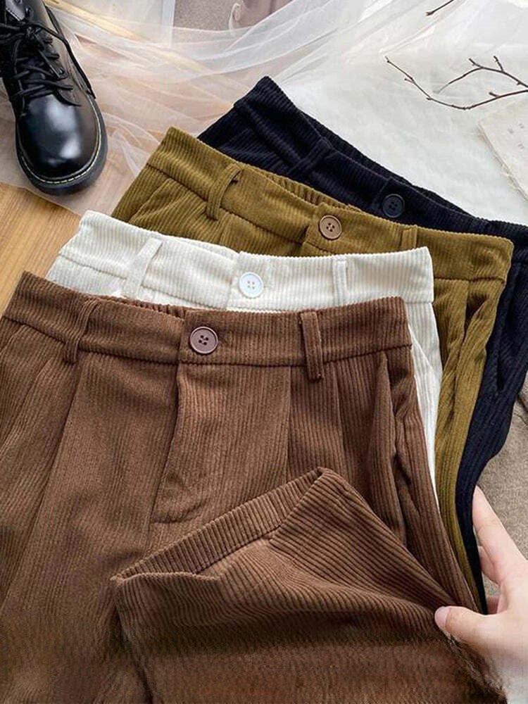 Maribel | Ribbed Corduroy High-Waist Trousers