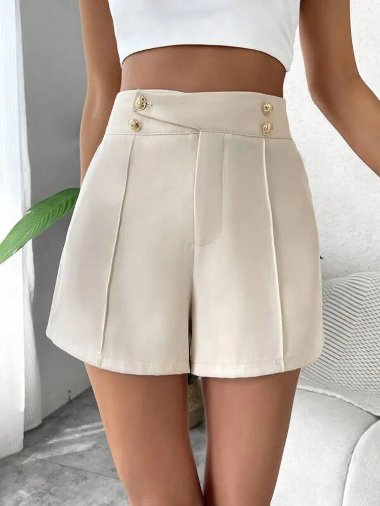 Fiona | High‑Waist Vintage Button Shorts