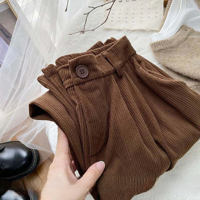 Maribel | Ribbed Corduroy High-Waist Trousers