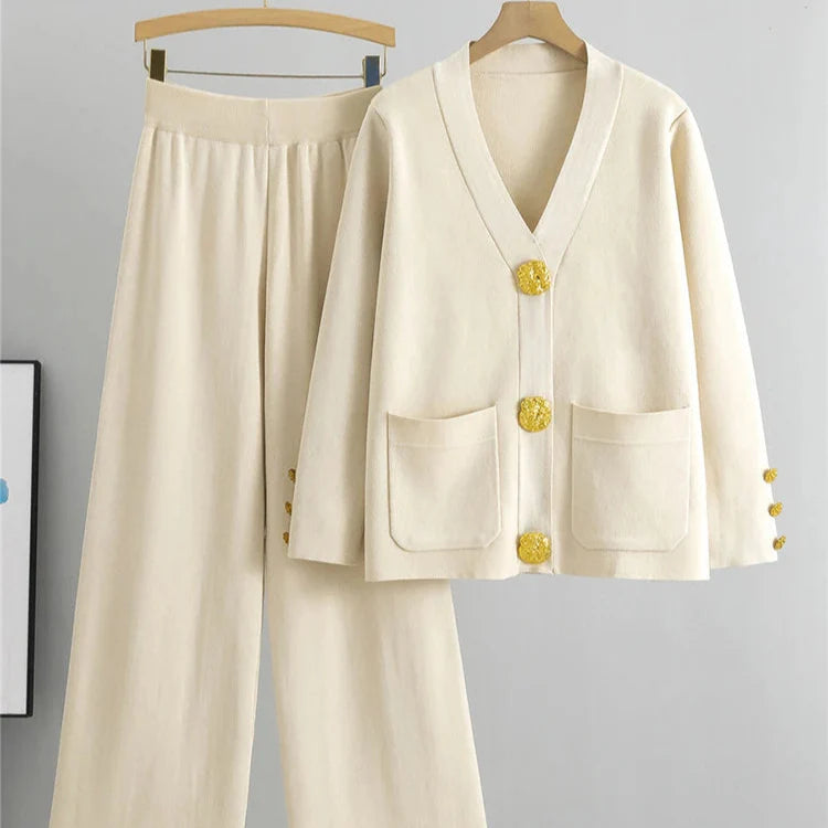 Mira | Elegant Knitted Set Cardigan Trousers