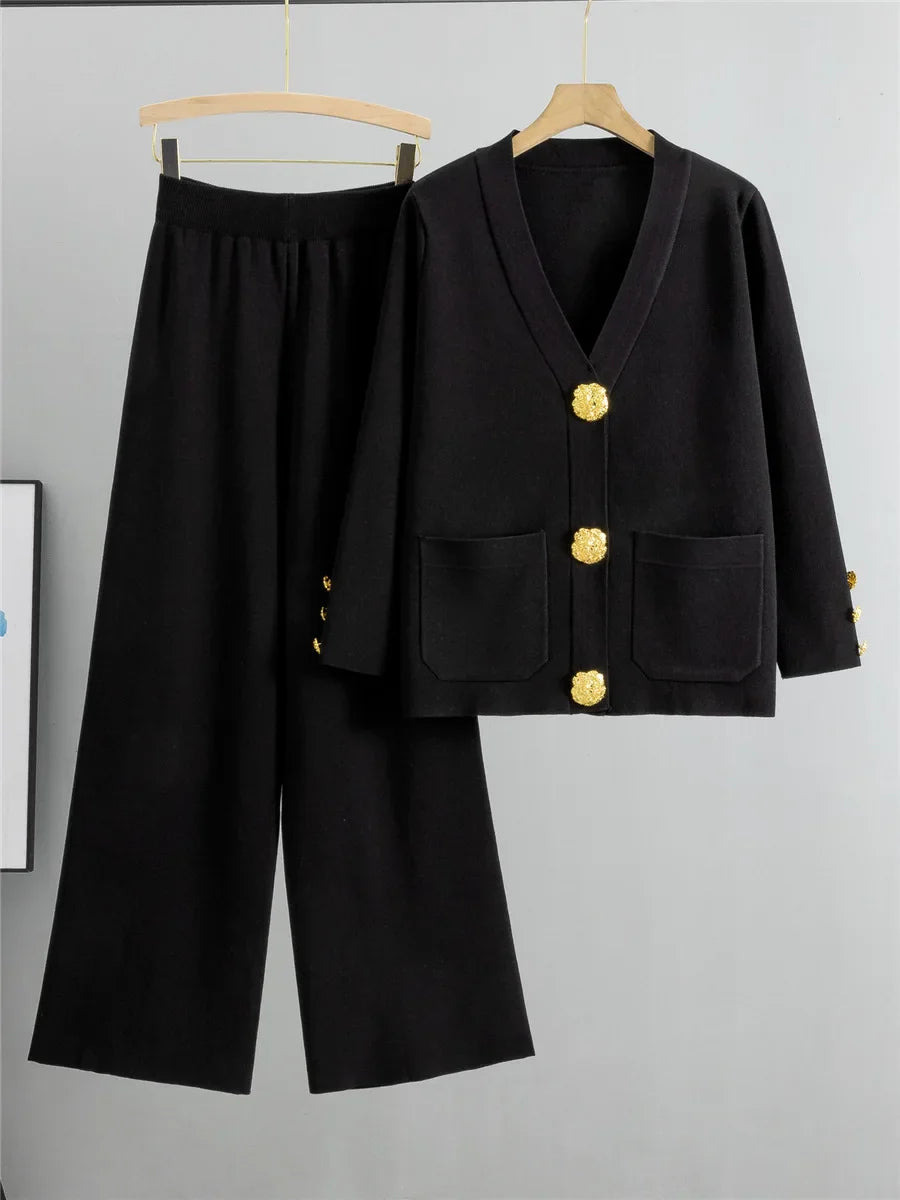 Mira | Elegant Knitted Set Cardigan Trousers
