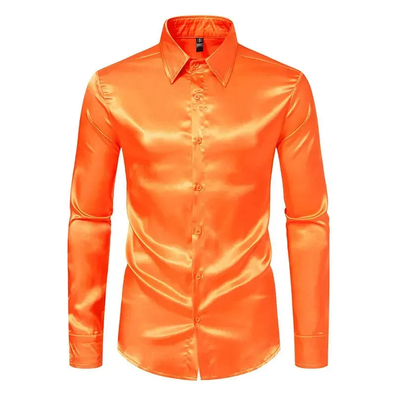 Raven | Shiny Silk Long-Sleeve Shirt