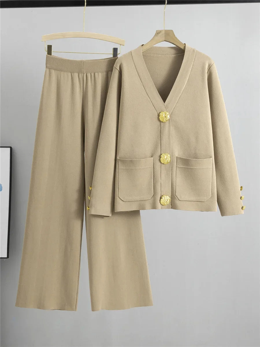 Mira | Elegant Knitted Set Cardigan Trousers