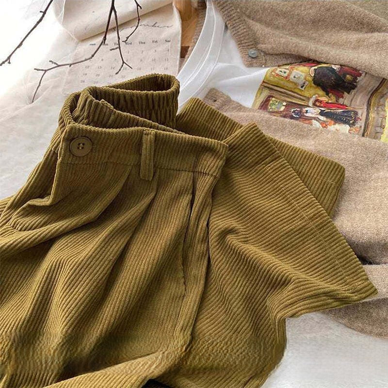 Maribel | Ribbed Corduroy High-Waist Trousers