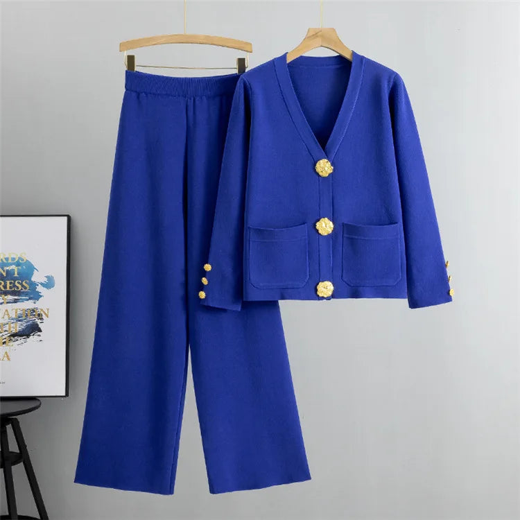 Mira | Elegant Knitted Set Cardigan Trousers