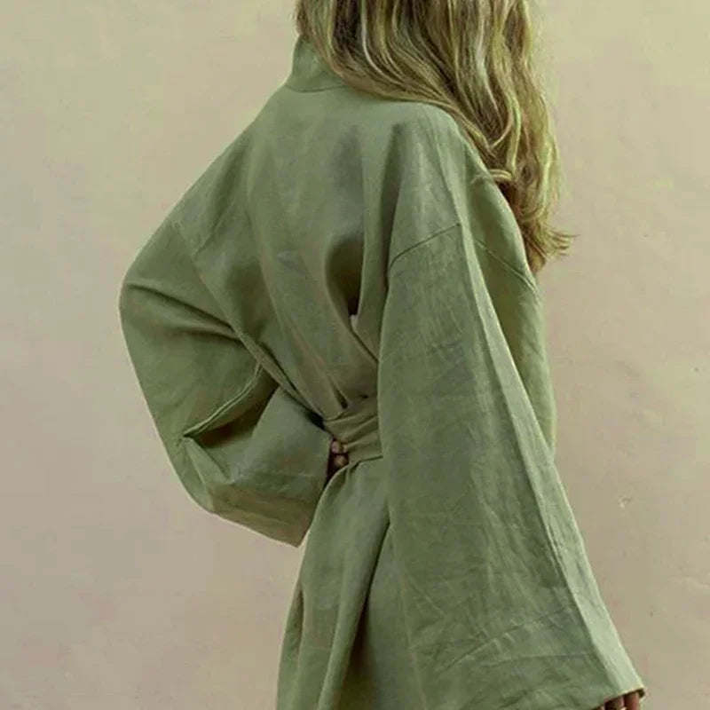 Aria | Short Long Sleeve Dress with Tie Waist - Motheero