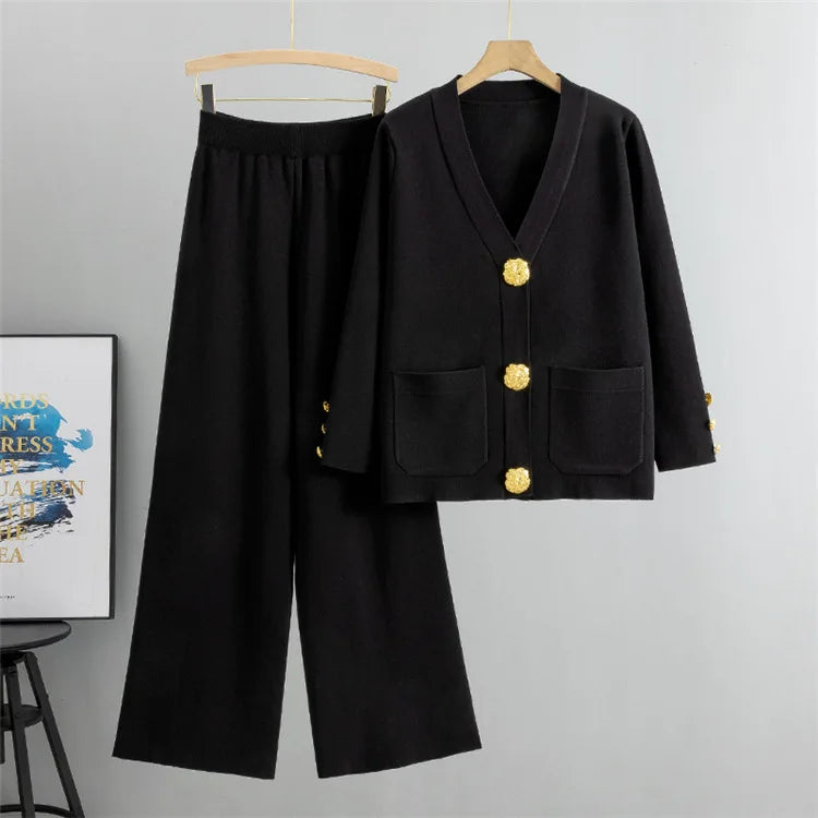 Mira | Elegant Knitted Set Cardigan Trousers