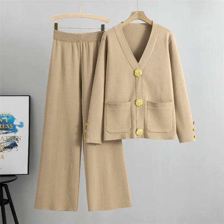 Mira | Elegant Knitted Set Cardigan Trousers