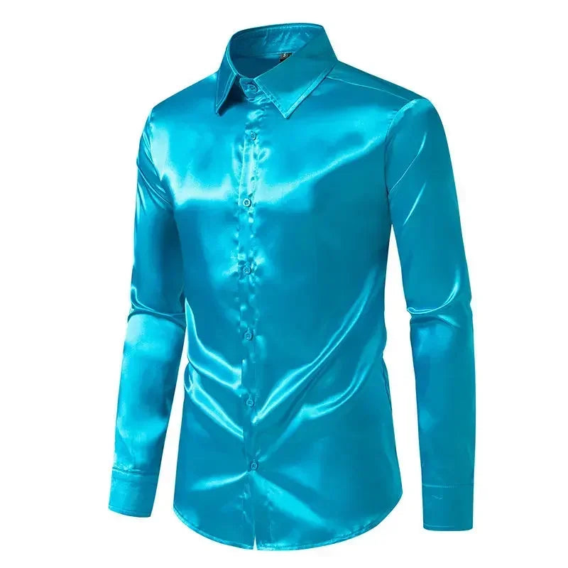 Raven | Shiny Silk Long-Sleeve Shirt