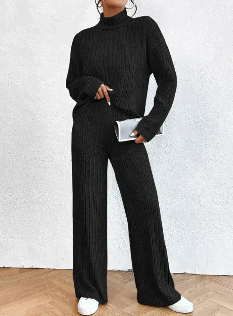 Lina | Women Knit Turtleneck Sweater and Pants Outfit Set
