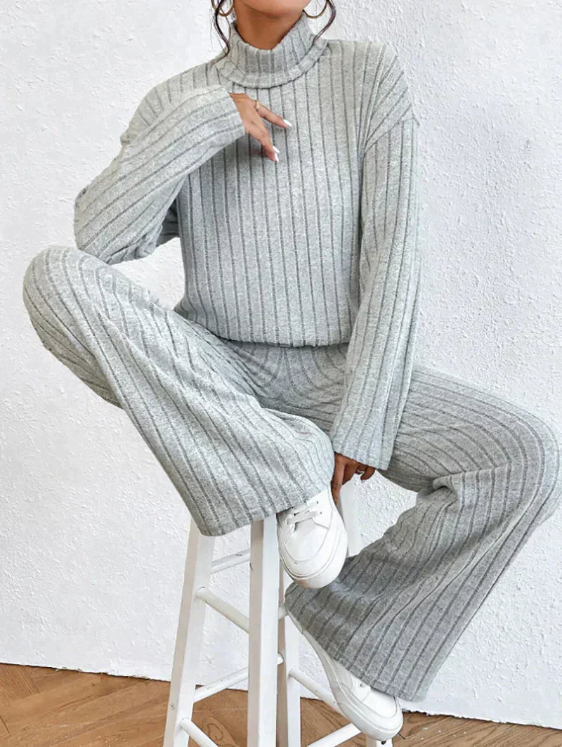 Lina | Women Knit Turtleneck Sweater and Pants Outfit Set