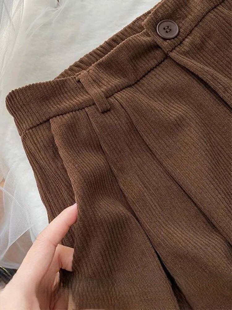 Maribel | Ribbed Corduroy High-Waist Trousers