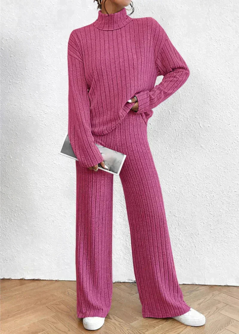 Lina | Women Knit Turtleneck Sweater and Pants Outfit Set