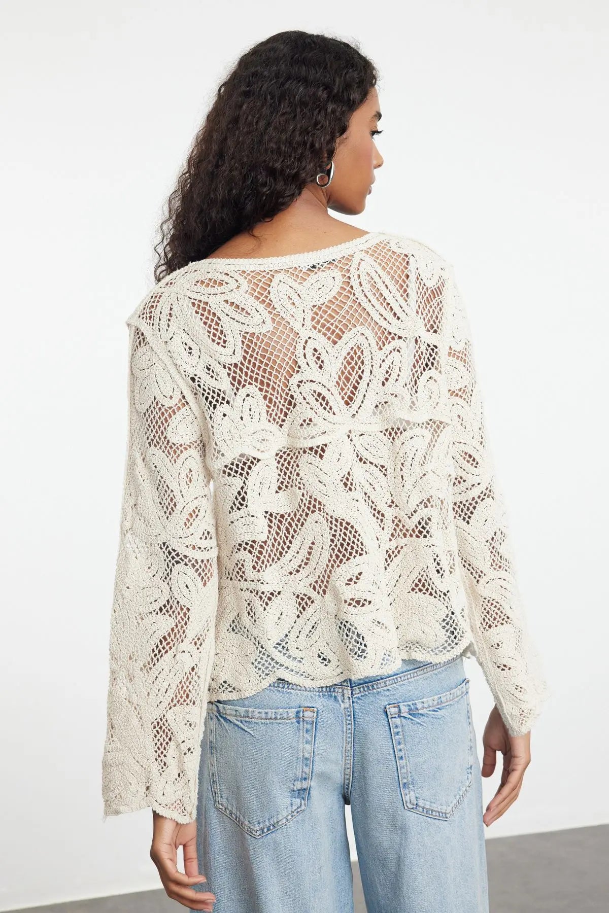 Selina | Cotton Floral Knitted Cardigan
