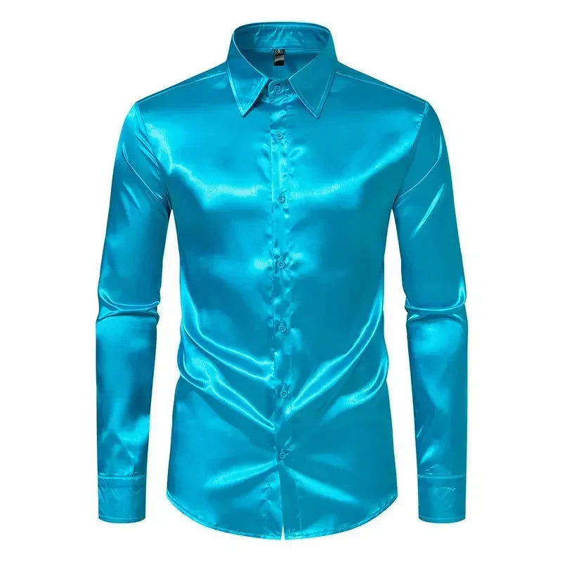 Raven | Shiny Silk Long-Sleeve Shirt