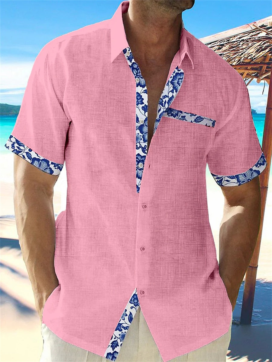 Dorian | Elegant Linen with Floral Details Shirt