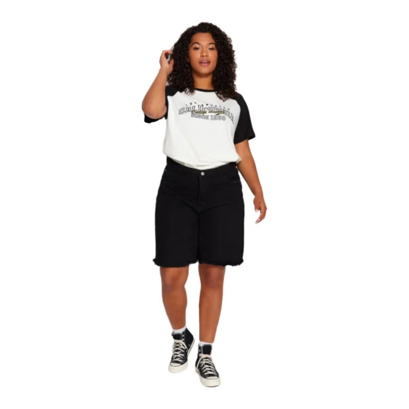 Zarina | Plus Sized High-Waisted Denim Shorts - Motheero