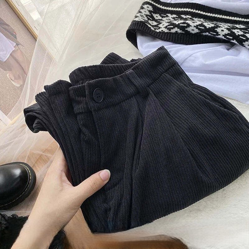 Maribel | Ribbed Corduroy High-Waist Trousers