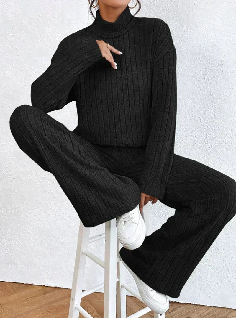 Lina | Women Knit Turtleneck Sweater and Pants Outfit Set
