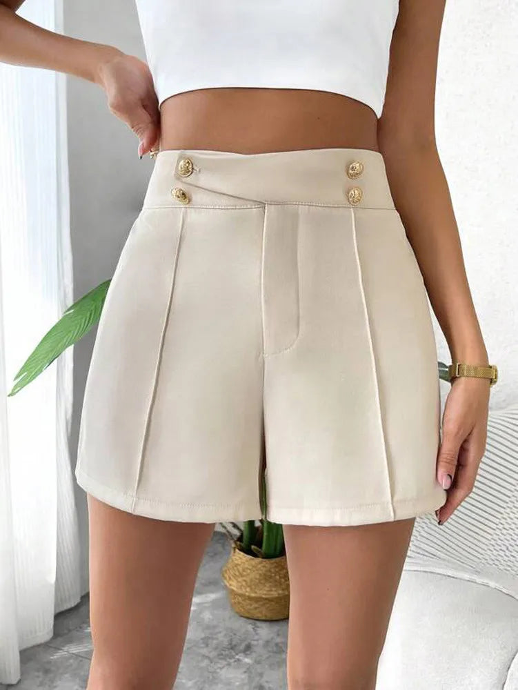 Fiona | High‑Waist Vintage Button Shorts
