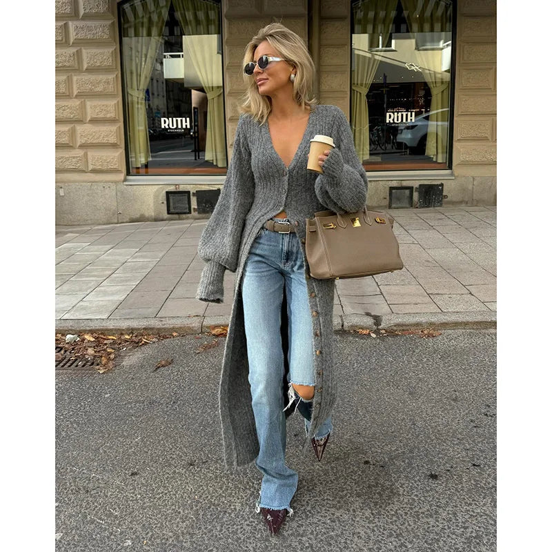 Velmira | Women Chic Knit Very Long Cardigan