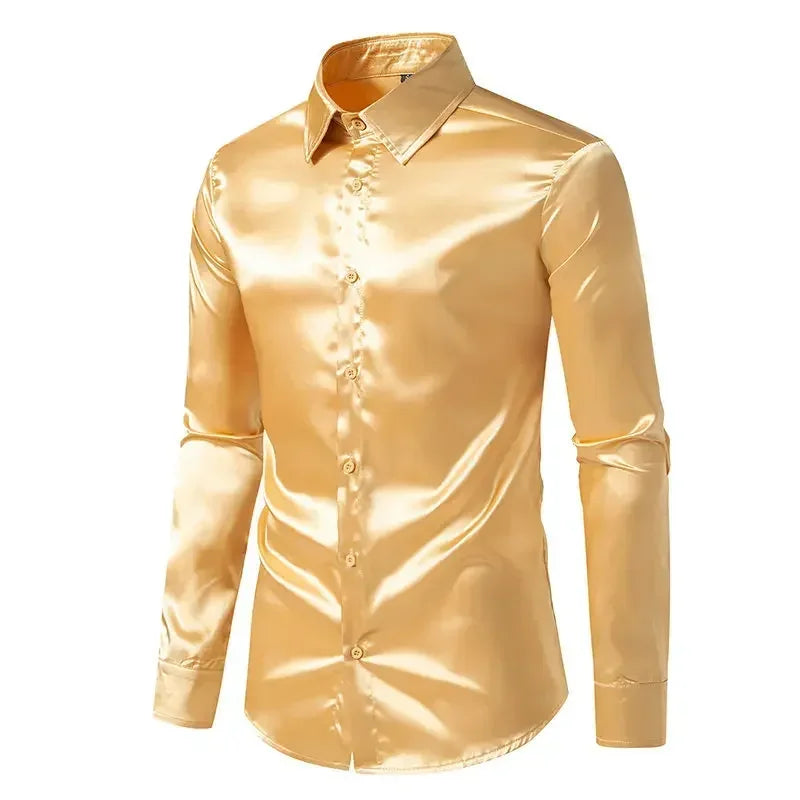 Raven | Shiny Silk Long-Sleeve Shirt