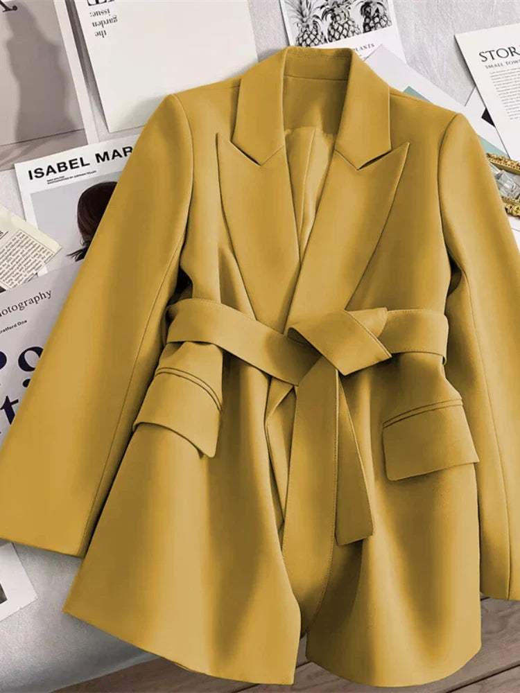 Grace | Belted Elegant Blazer - Motheero