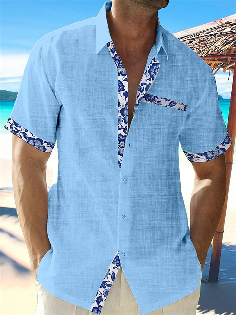 Dorian | Elegant Linen with Floral Details Shirt