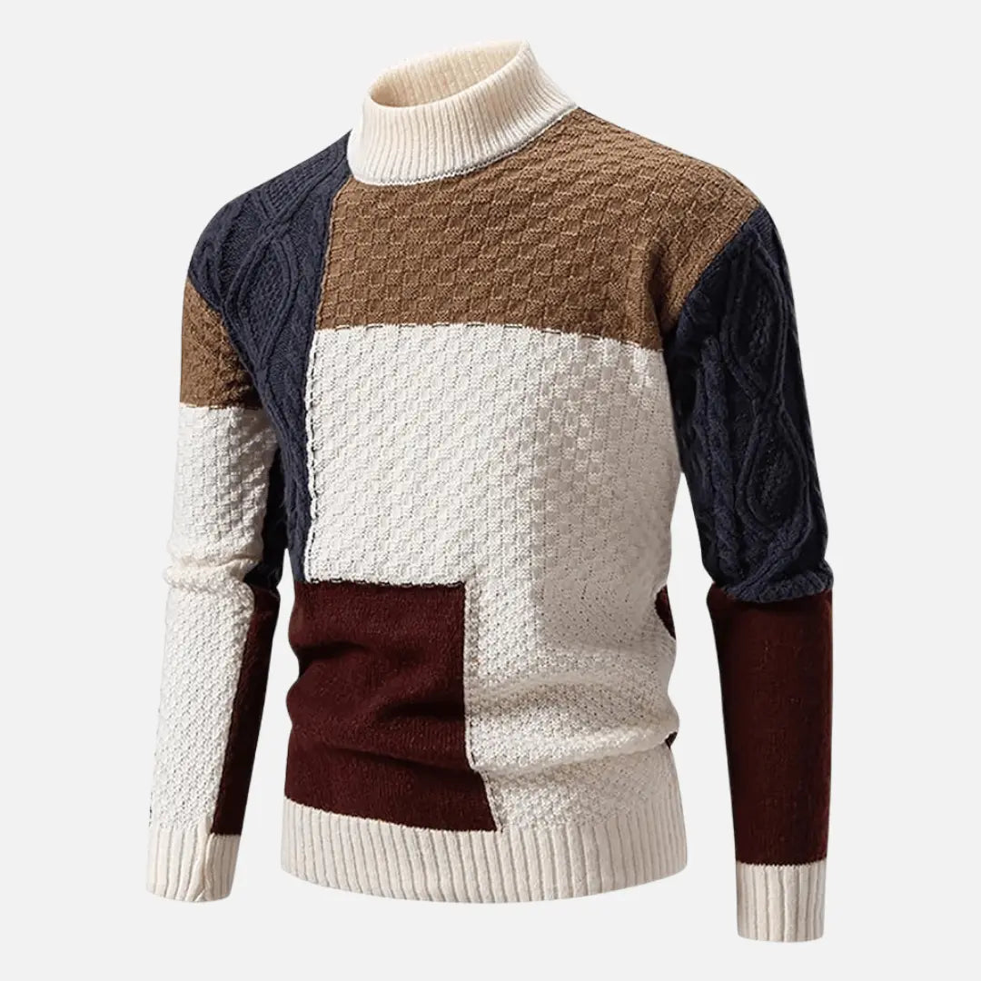 Orion | Men Structured Knit Sweater with Color Patches