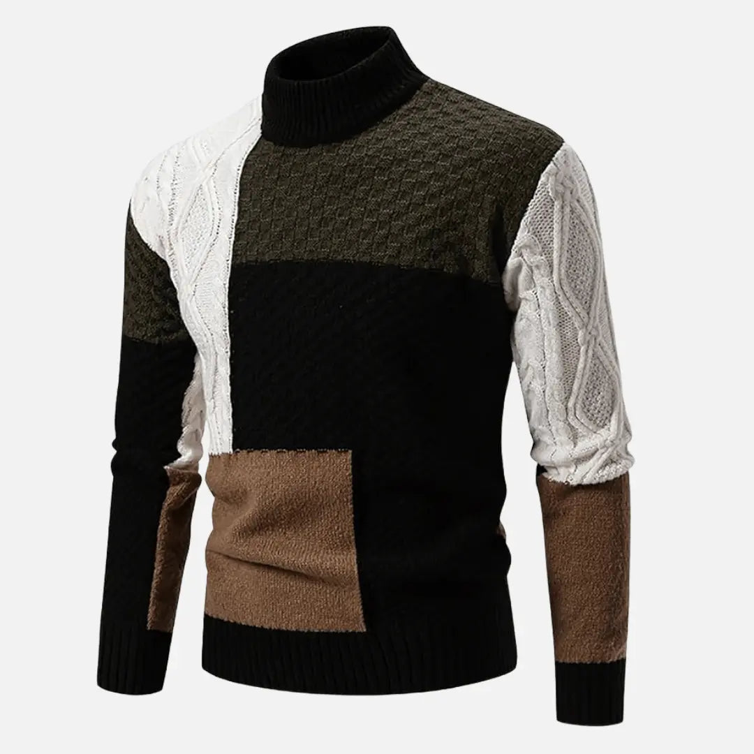 Orion | Men Structured Knit Sweater with Color Patches