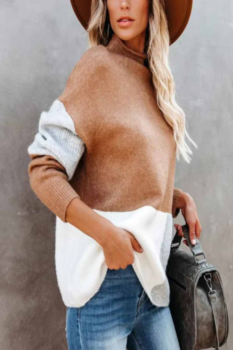 Talia | Women Turtleneck Color Block Sweater