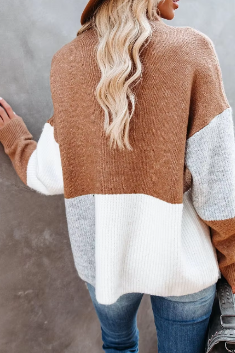 Talia | Women Turtleneck Color Block Sweater