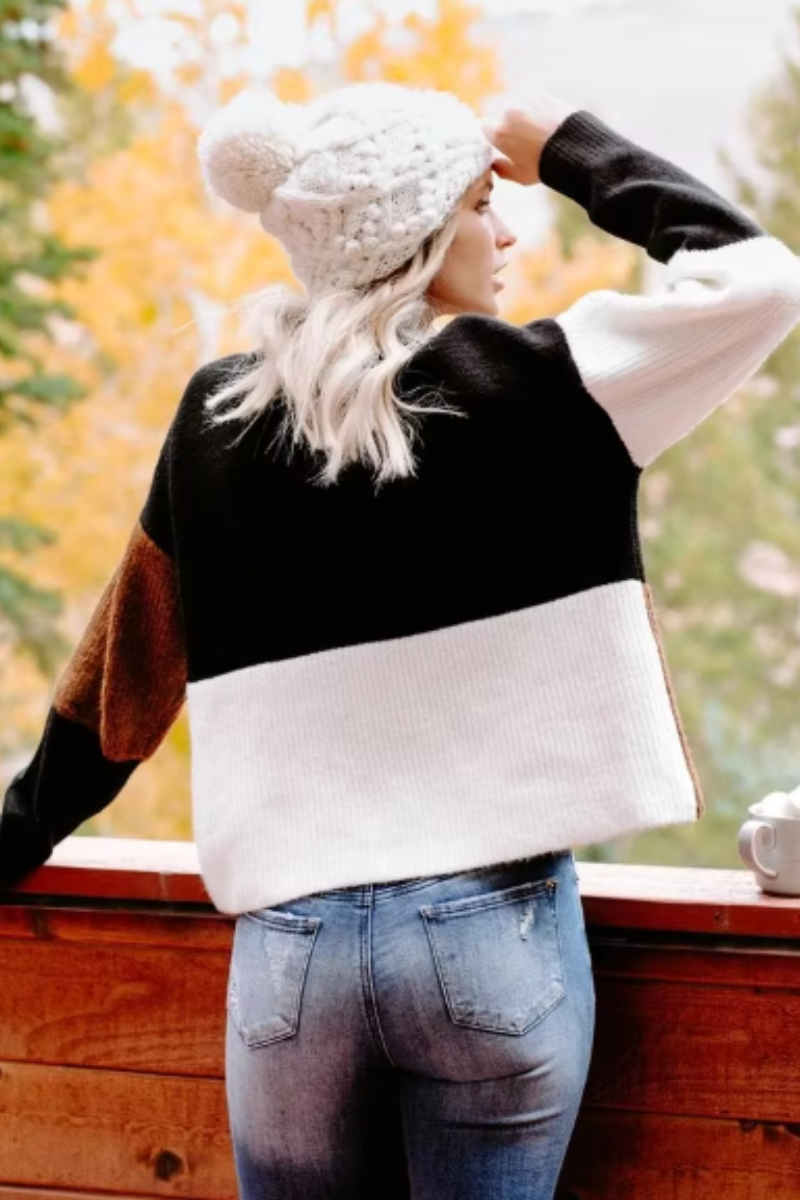 Talia | Women Turtleneck Color Block Sweater