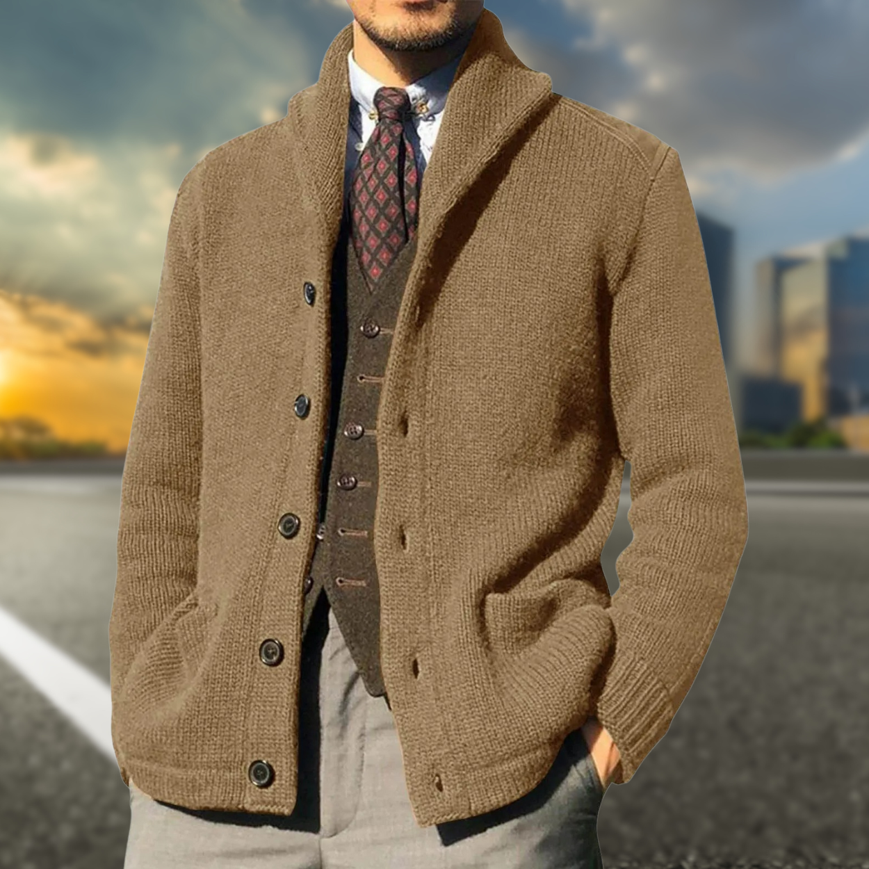 Kristoff | Elegant Long Sleeve Collared Cardigan