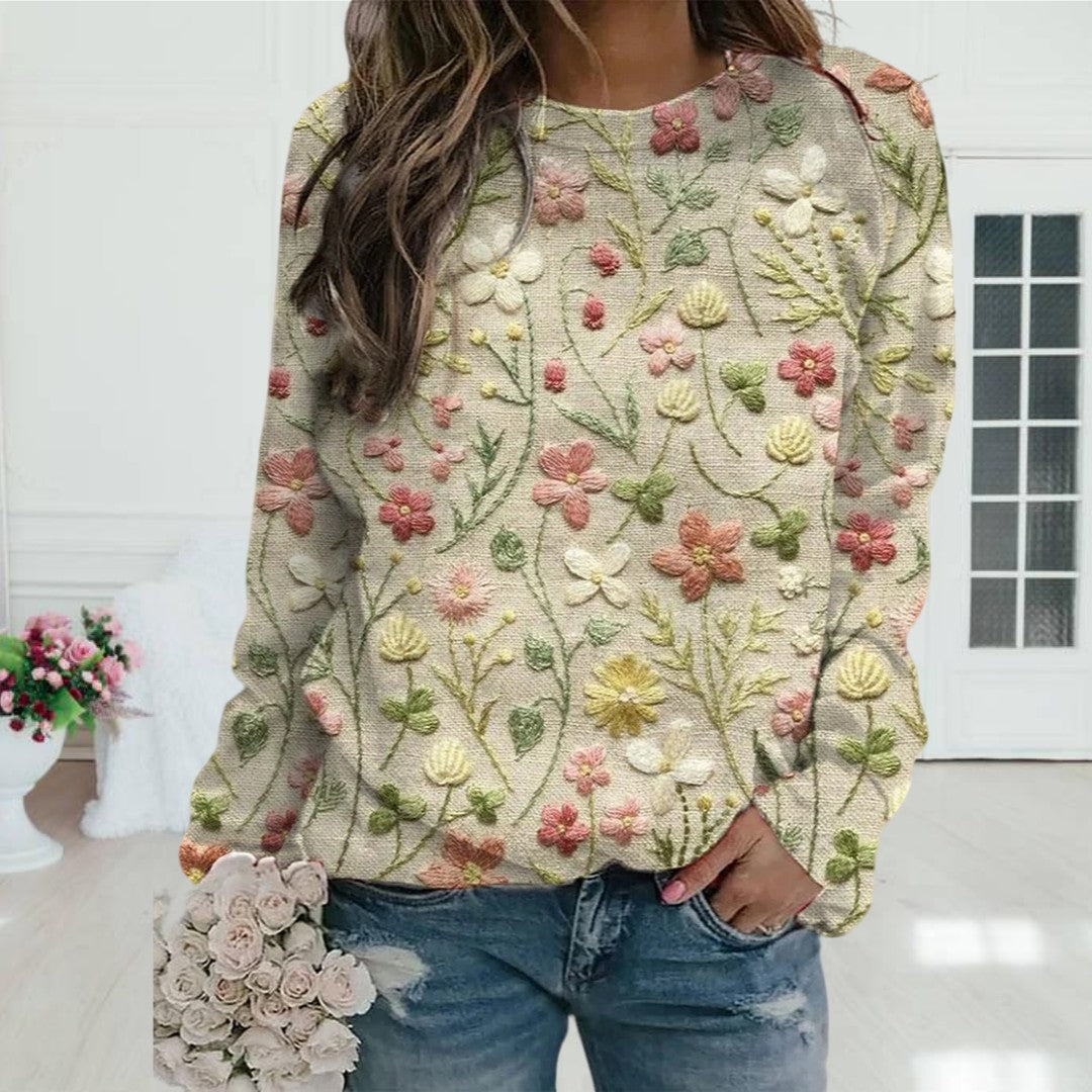 Madeline | Long‑Sleeve Floral Print Sweater