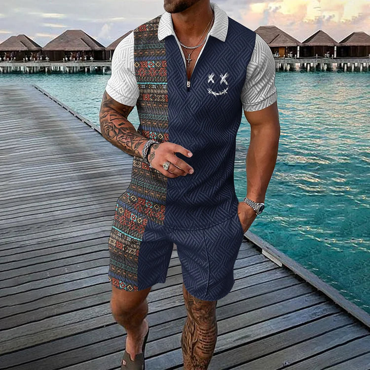 Elias | Printed Polo and Shorts Outfit Set