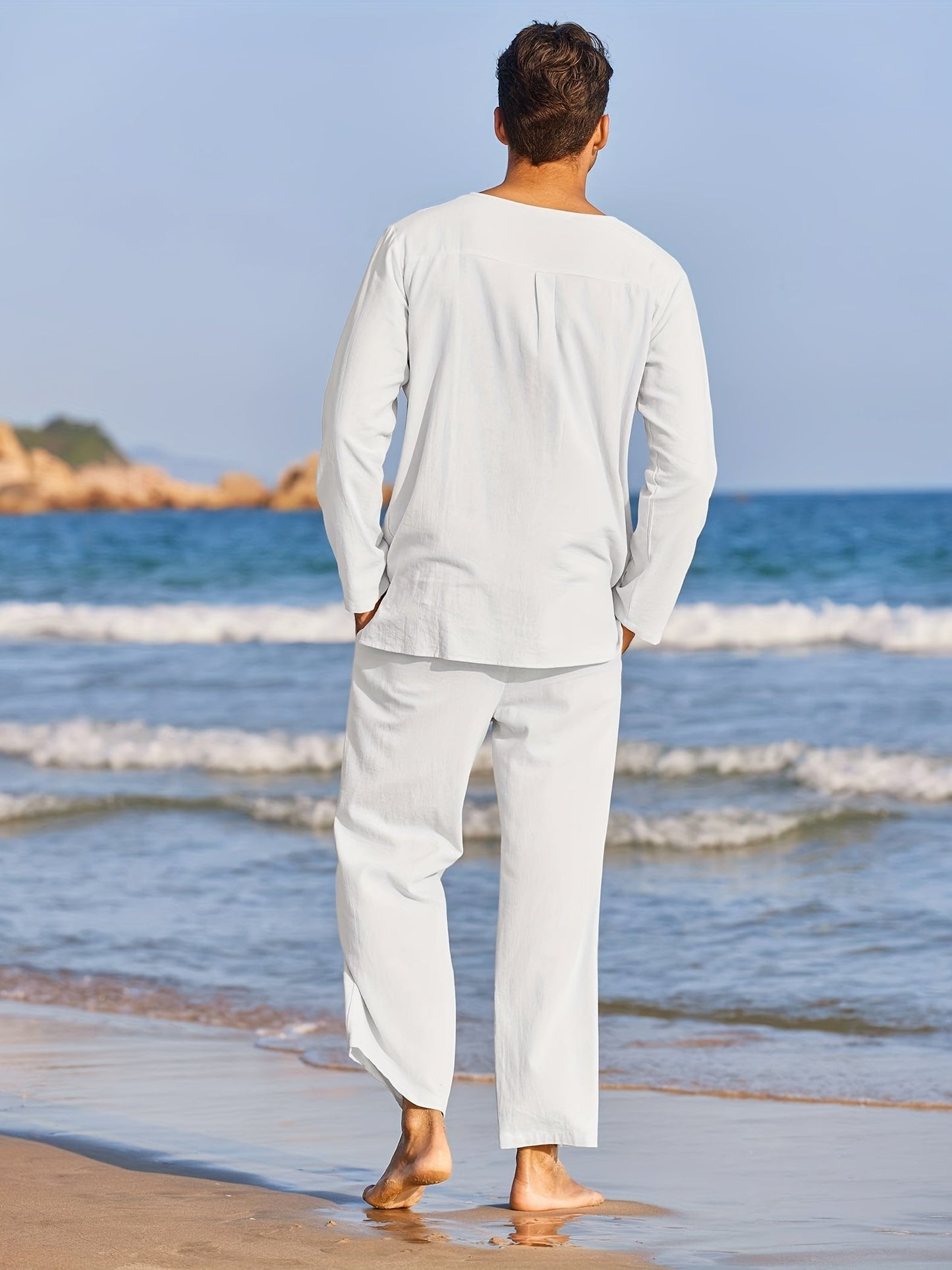 Rowan | Classic Long Sleeve Notched-Neck with Pants Outfit Set
