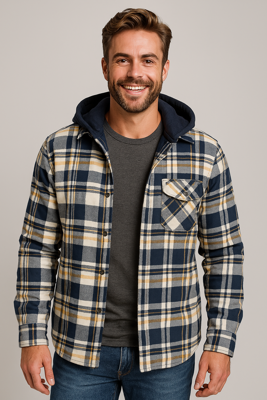 Hartstem | All Season Men Flannel Checkered Jacket for Versatile Year Round Wear