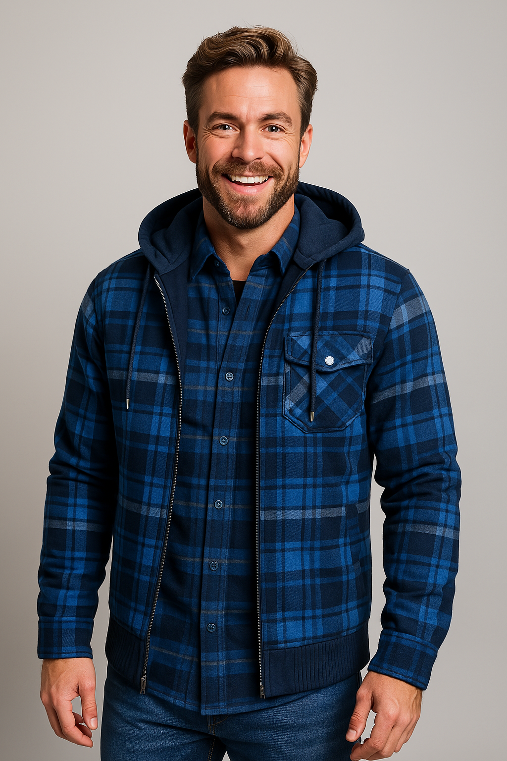 Hartstem | All Season Men Flannel Checkered Jacket for Versatile Year Round Wear
