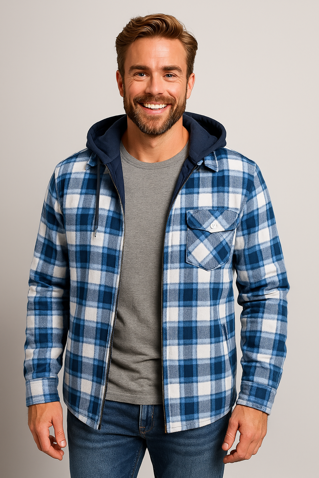 Hartstem | All Season Men Flannel Checkered Jacket for Versatile Year Round Wear