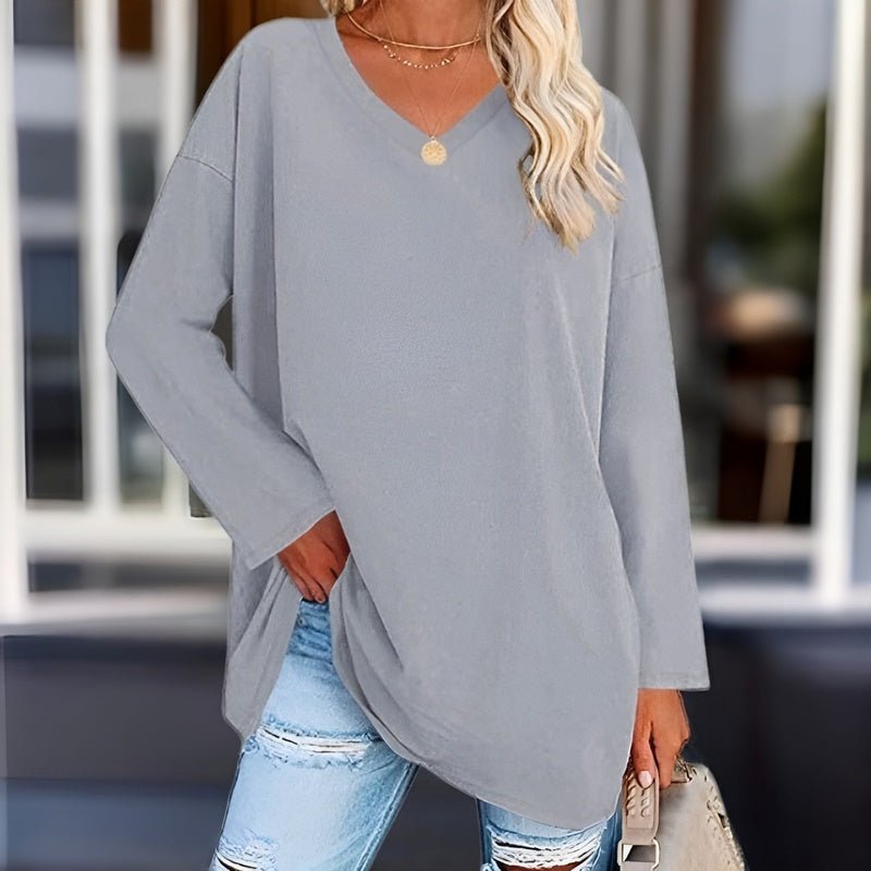 Gisela | Long-Sleeve Oversized V-Neck Sweater