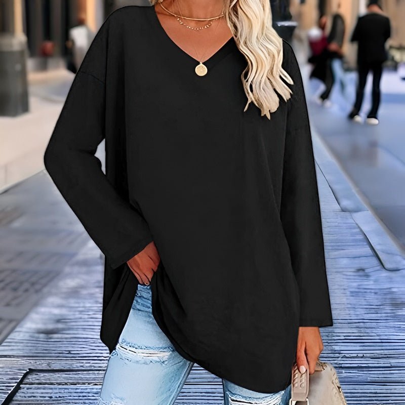 Gisela | Long-Sleeve Oversized V-Neck Sweater