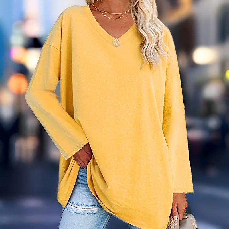 Gisela | Long-Sleeve Oversized V-Neck Sweater