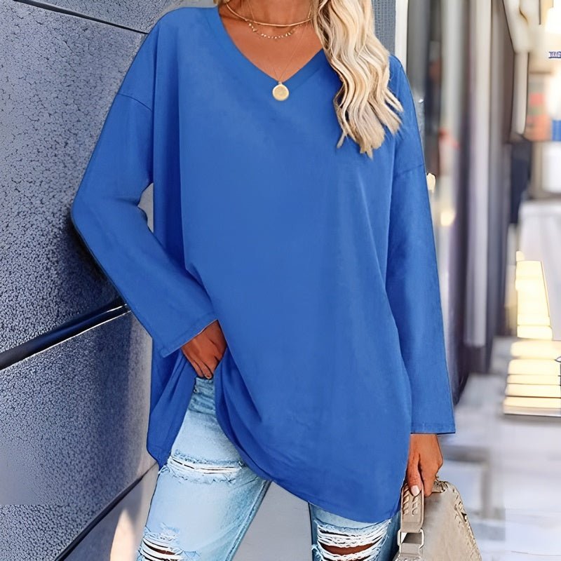 Gisela | Long-Sleeve Oversized V-Neck Sweater